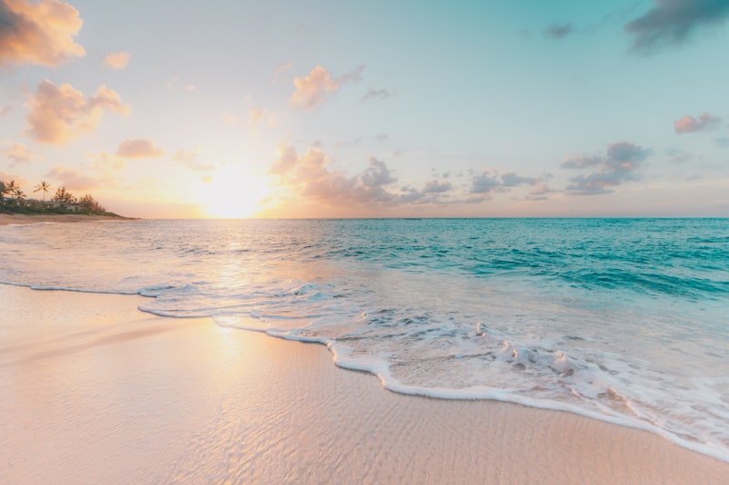 Calm tropical beach with clear water, a classic family holiday setting